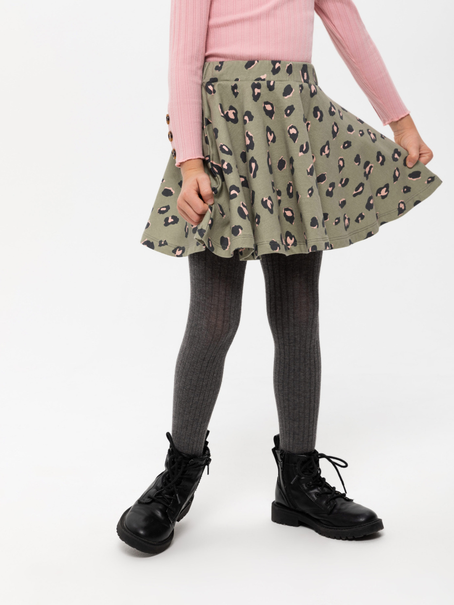 Трикотажная юбка с принтом для девочек, фото - 1