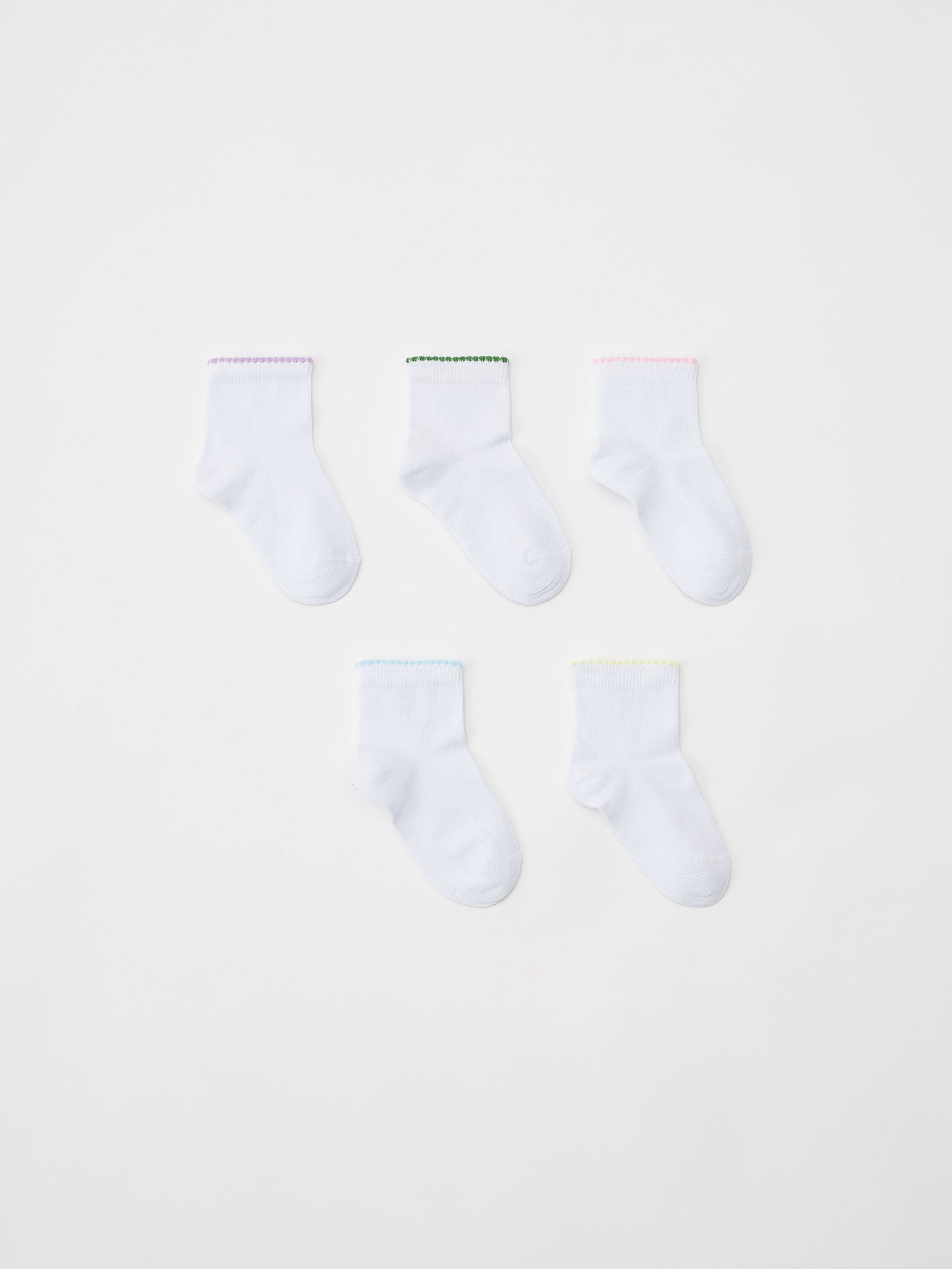 Набор из 5 пар белых носков для девочек, фото - 1