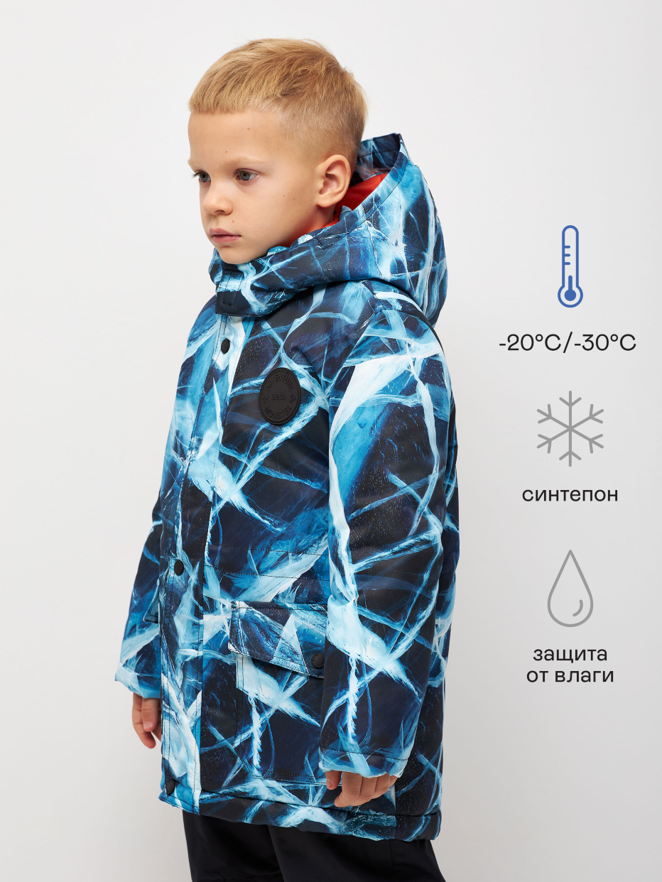 Зимняя куртка с принтом и лямками для мальчиков, фото - 1