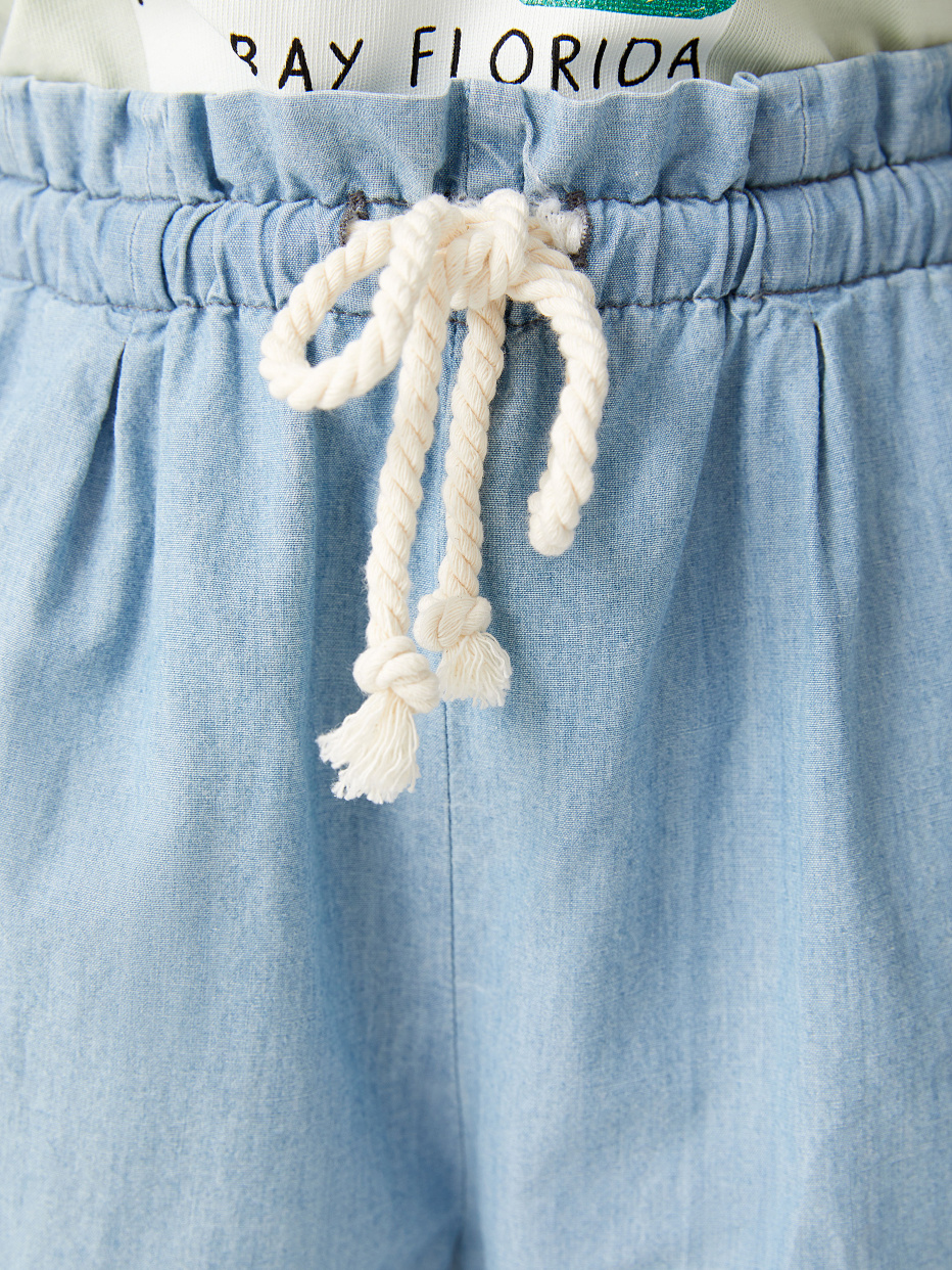 Джинсовые шорты с присборенной талией для девочек, фото - 5