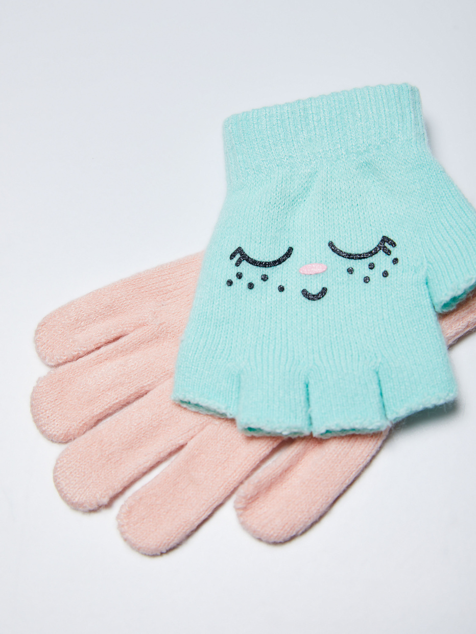 Комплект из перчаток и митенок для девочек, фото - 2