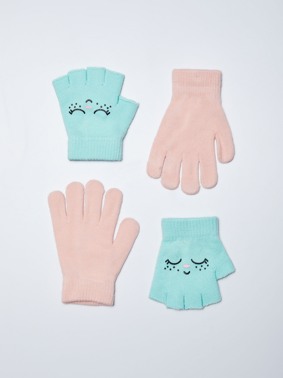 Комплект из перчаток и митенок для девочек, фото - 3