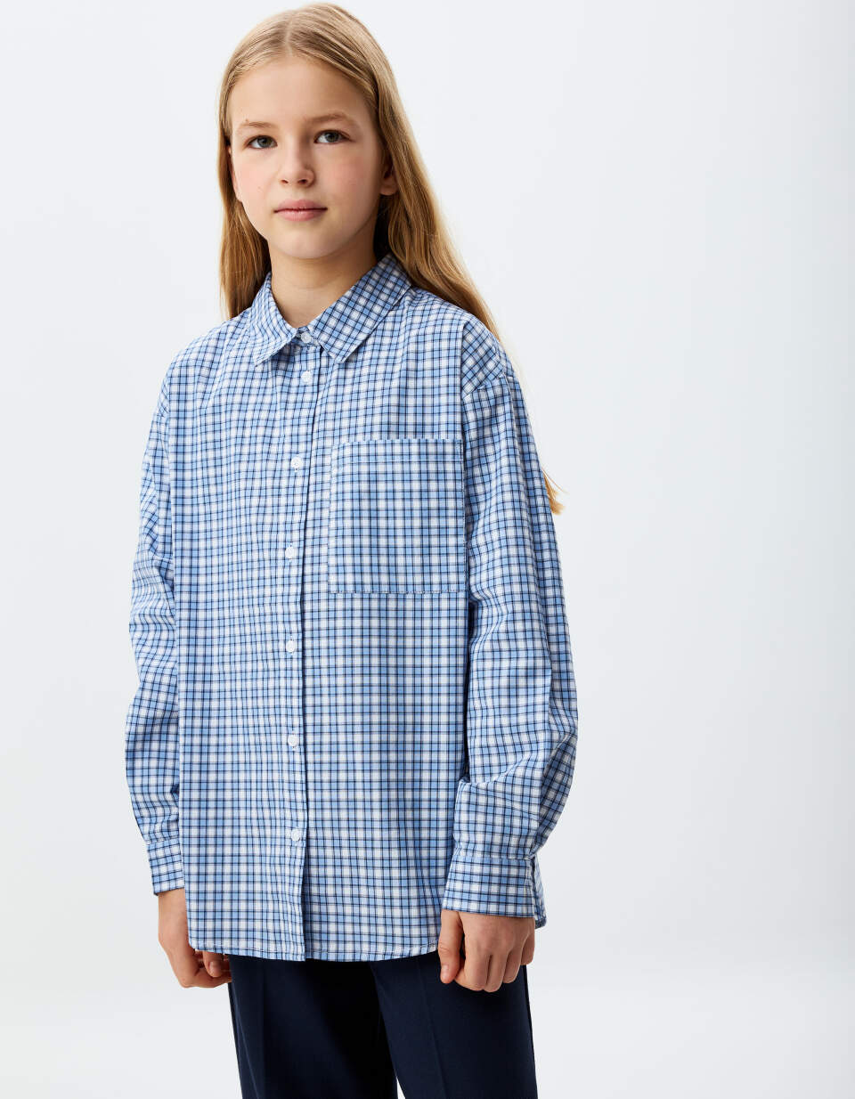 Удлиненная рубашка в клетку для девочек цена и фото