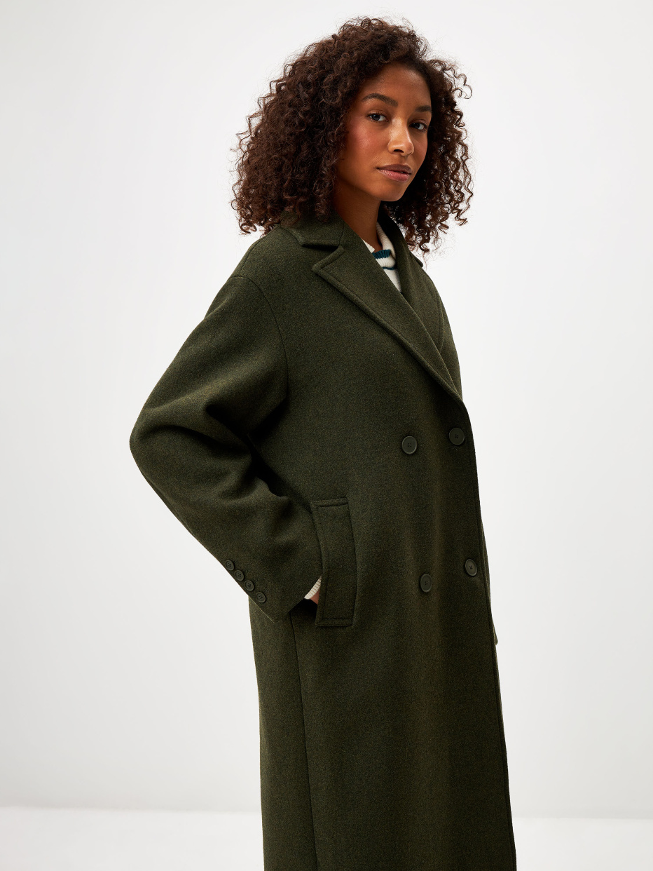 Базовое двубортное пальто из смесовой шерсти, фото - 4