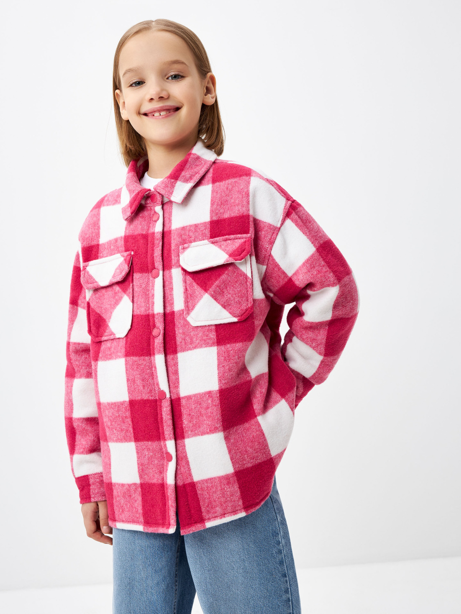 Куртка-рубашка в клетку для девочек, фото - 1
