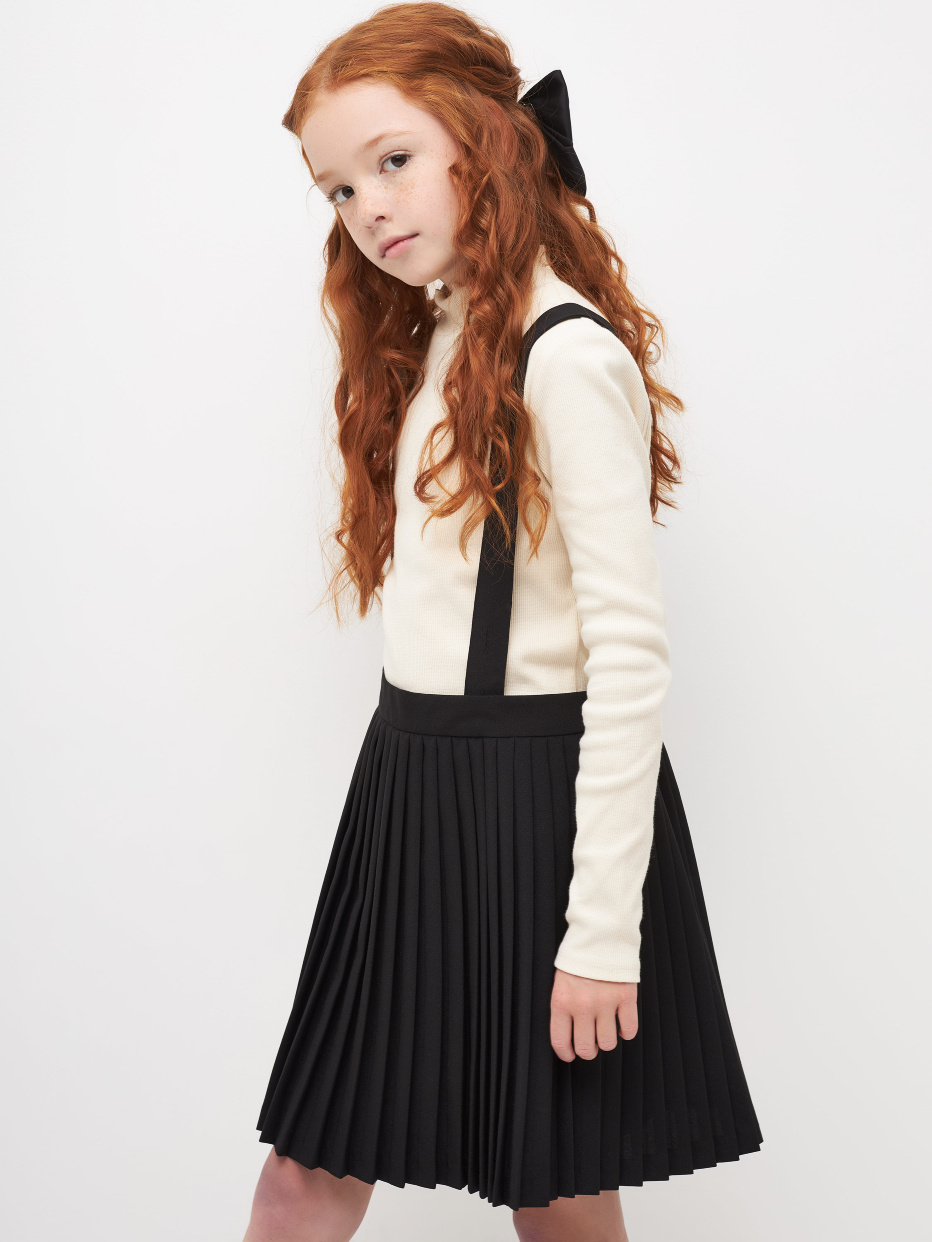 Сарафан с юбкой плиссе для девочек цвет: черный, артикул: 2808051914 –купить в интернет-магазине sela