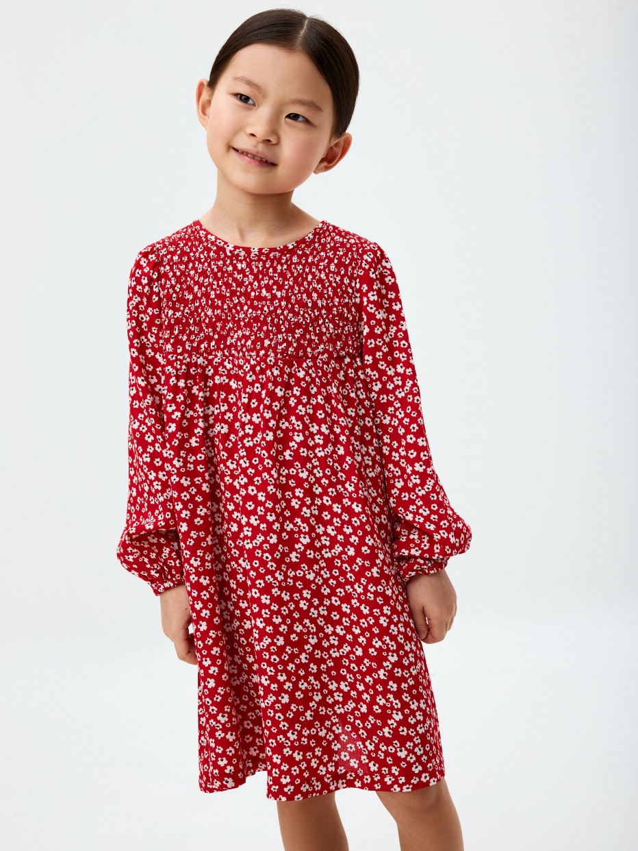 Вискозное платье с принтом для девочек, фото - 1