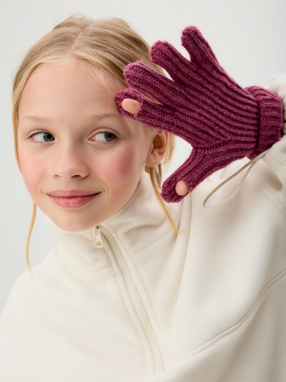 Перчатки из смесовой шерсти для девочек, фото - 1