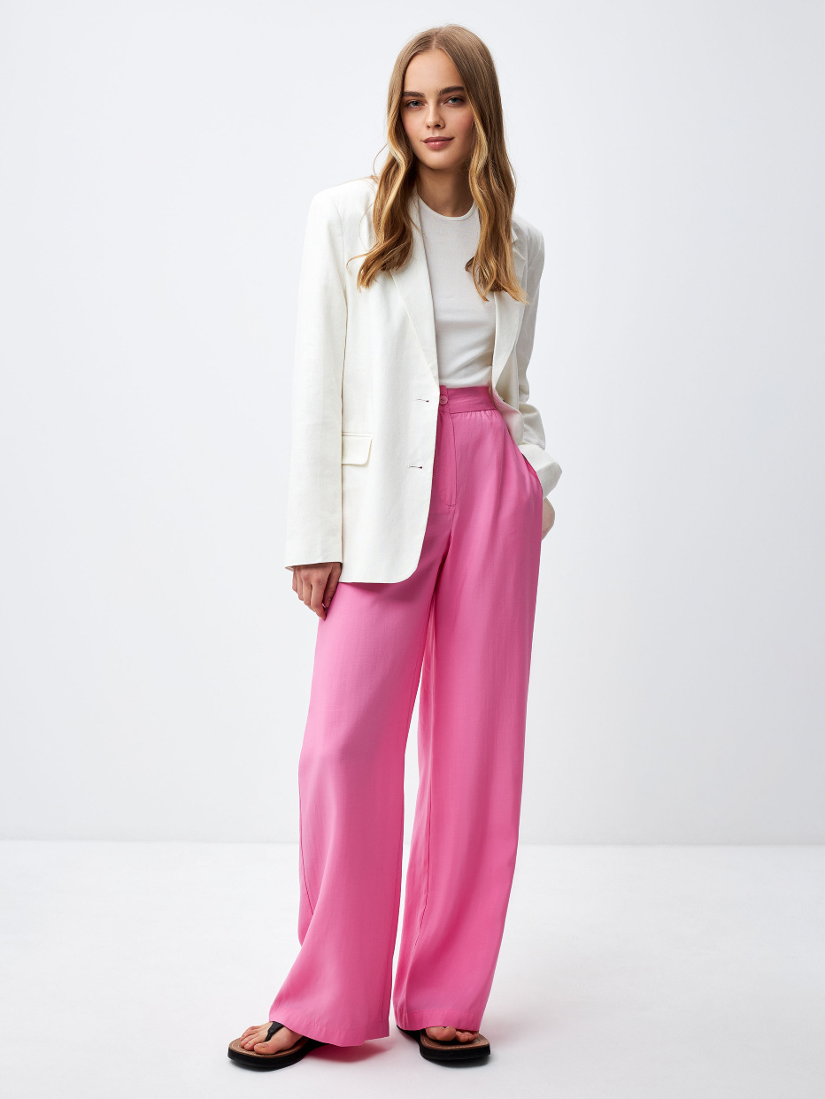 Широкие брюки из модала цвет: розовый, артикул: 2805011540 – купить винтернет-магазине sela