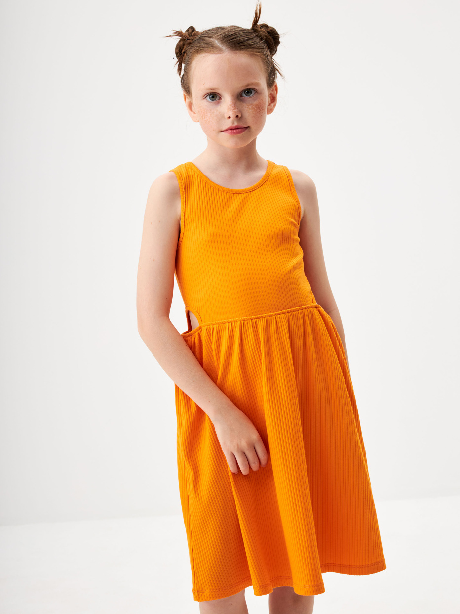 Трикотажное платье с вырезами для девочек, фото - 1