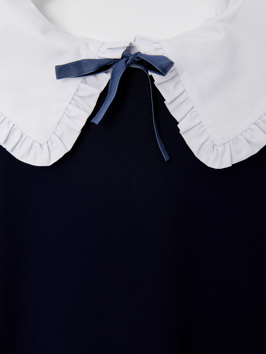 Трикотажное платье с белым воротником для девочек, фото - 3
