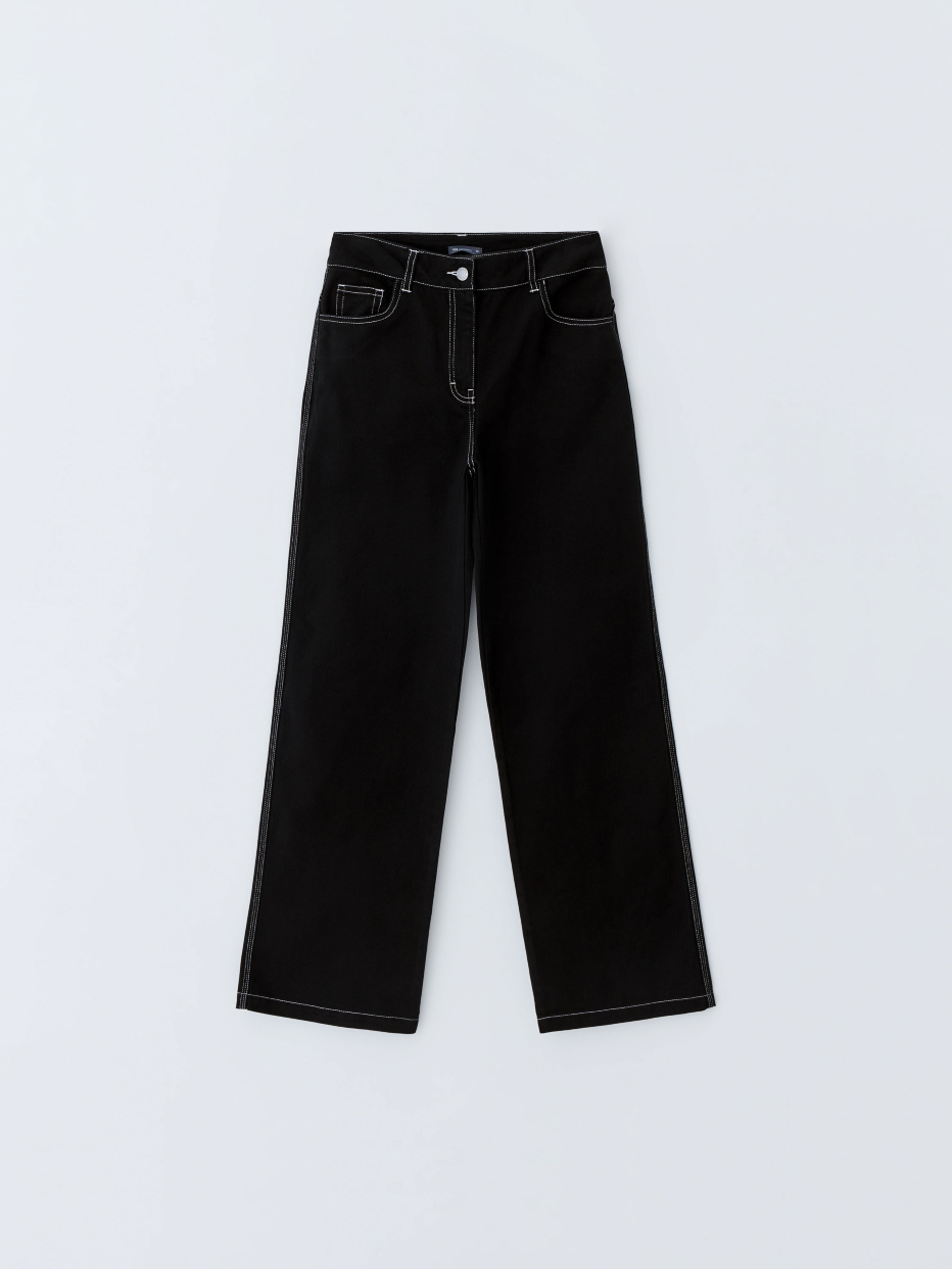 Черные твиловые брюки с контрастной строчкой, фото - 13
