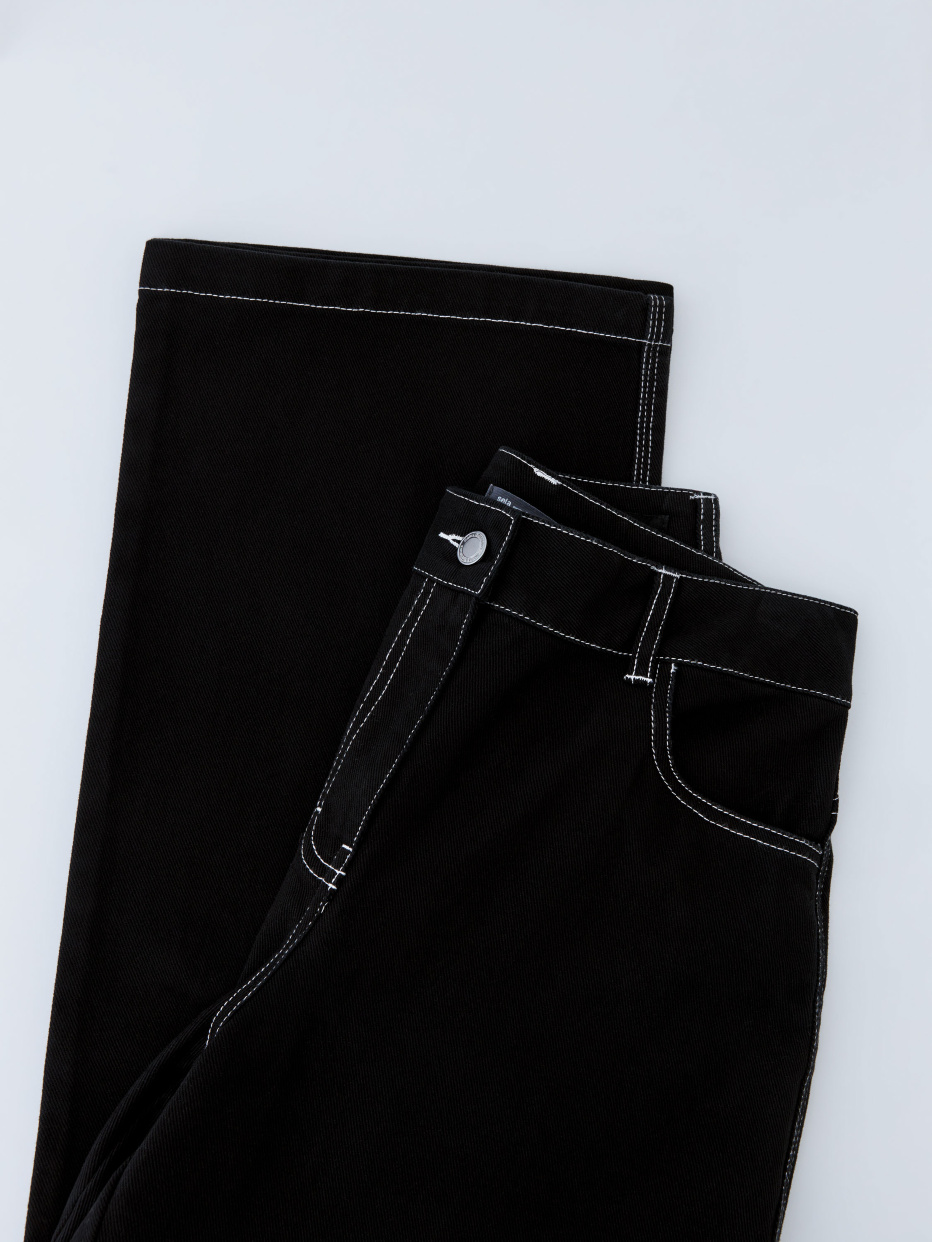 Черные твиловые брюки с контрастной строчкой, фото - 14