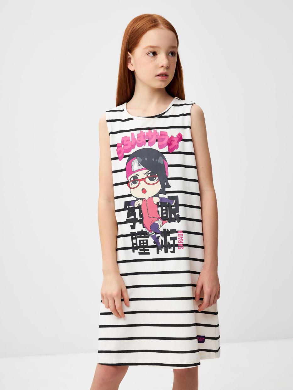 Трикотажное платье с принтом Naruto для девочек, фото - 1