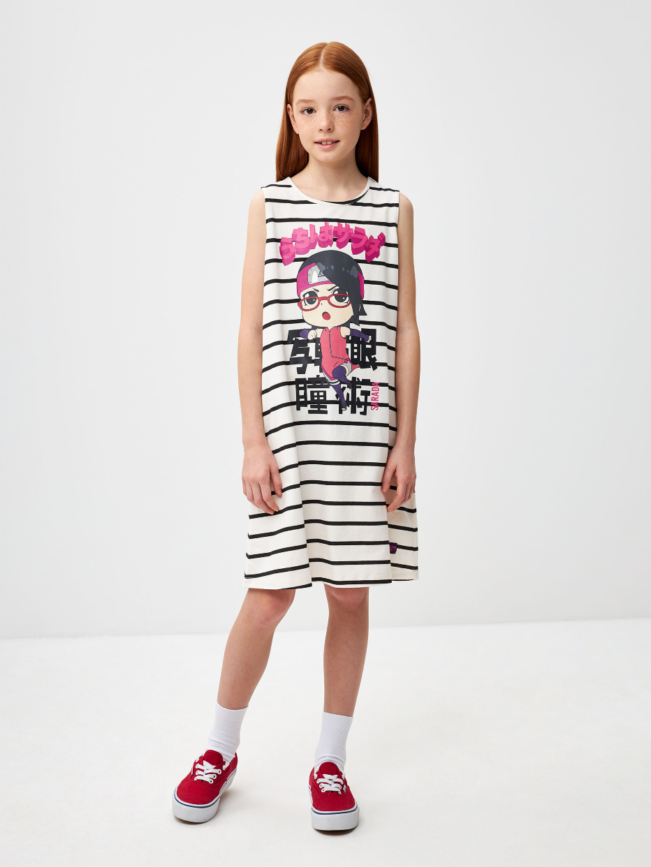 Трикотажное платье с принтом Naruto для девочек, фото - 2