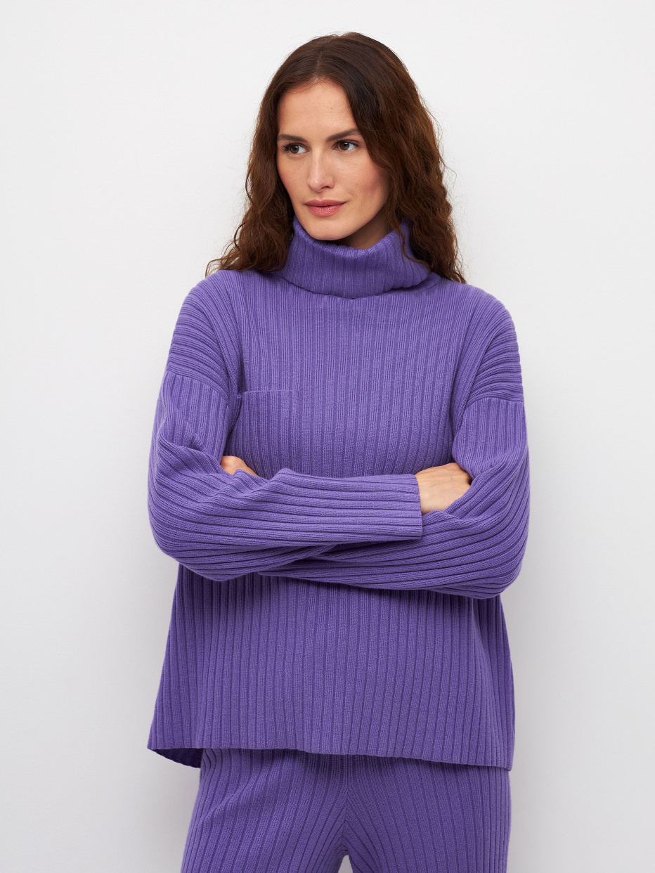 Вязаный свитер с воротником, фото - 1