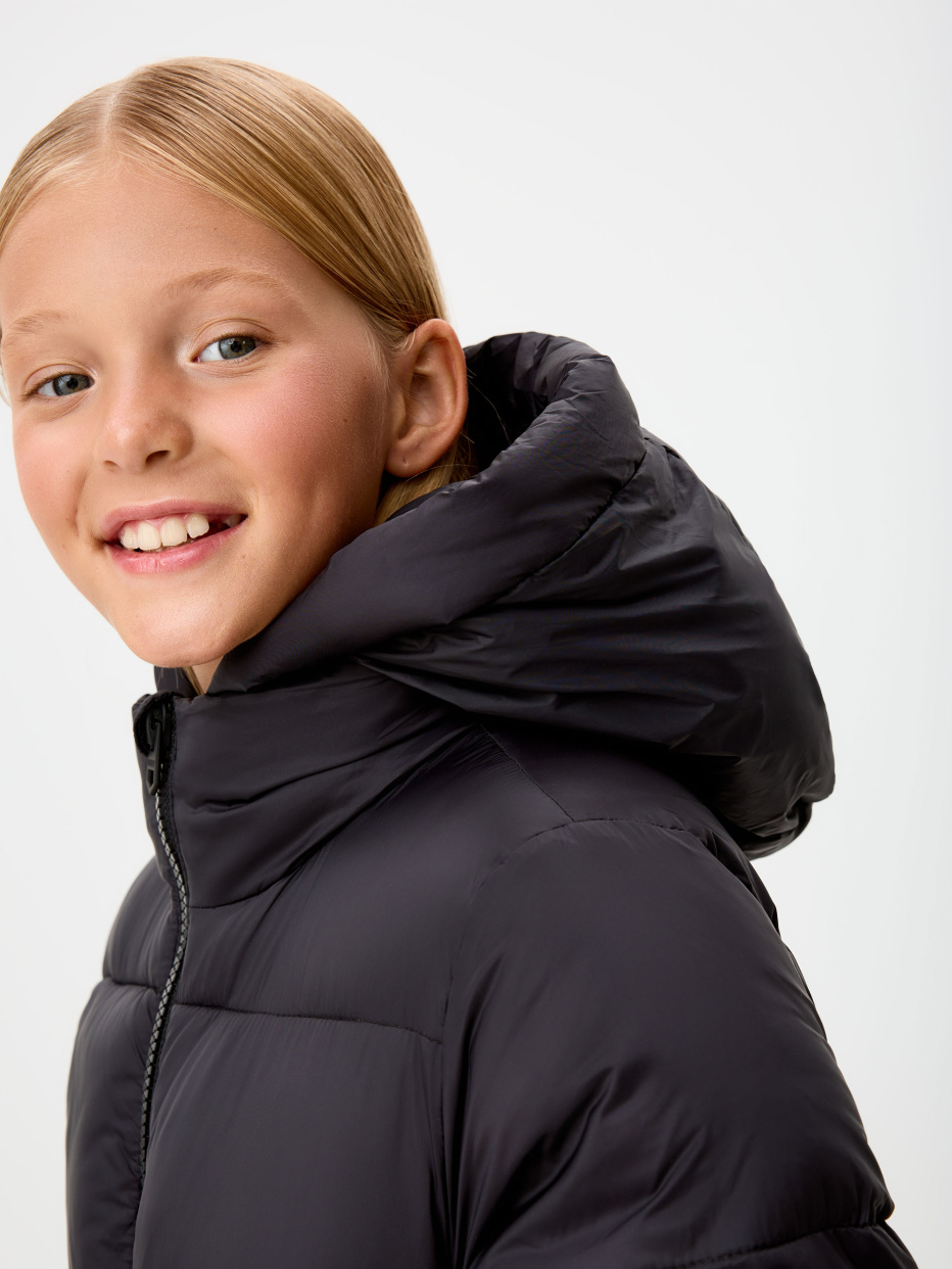 Пальто стеганое с капюшоном для девочек, фото - 3