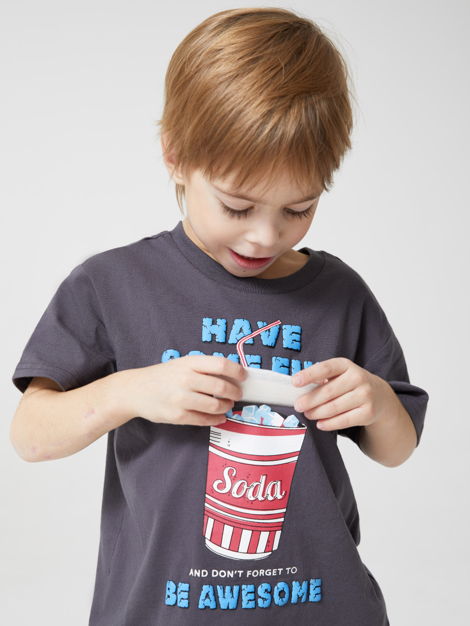 футболка для мальчиков с ярким интерактивным принтом, фото - 1