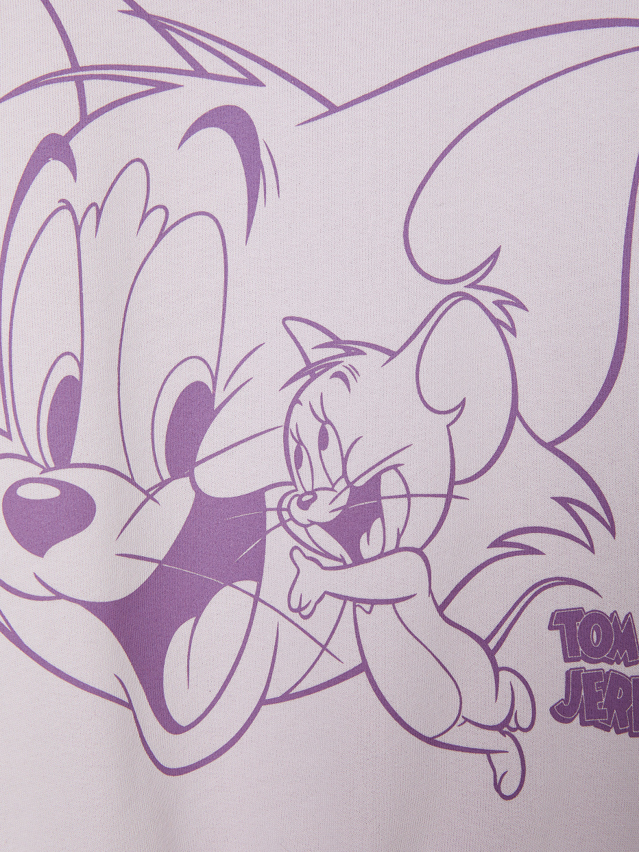 Трикотажный свитшот с принтом Tom & Jerry для девочек, фото - 3