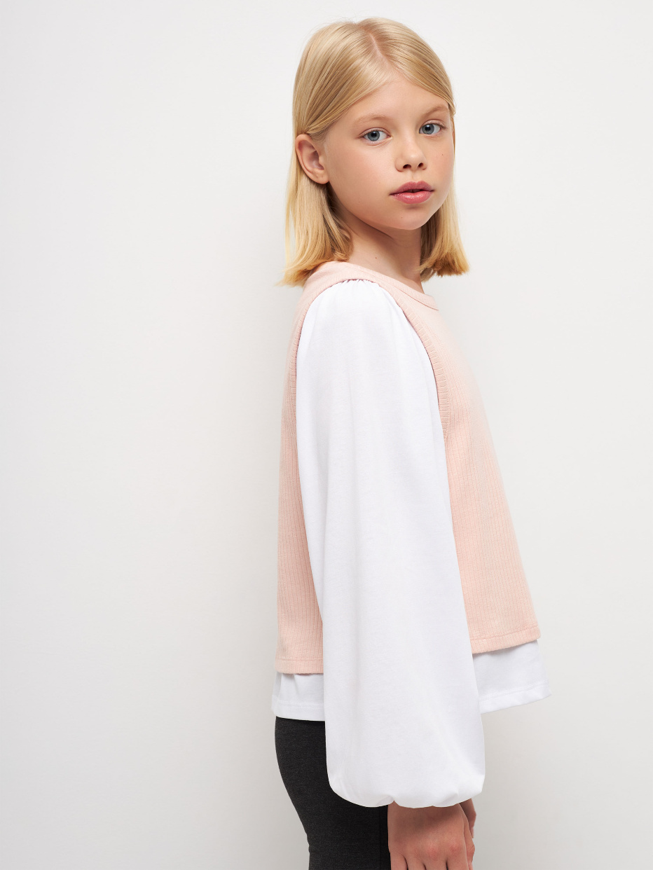 Блуза с имитацией жилетки для девочек, фото - 1
