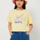 Укороченная футболка с принтом для девочек, цвет желтый принт