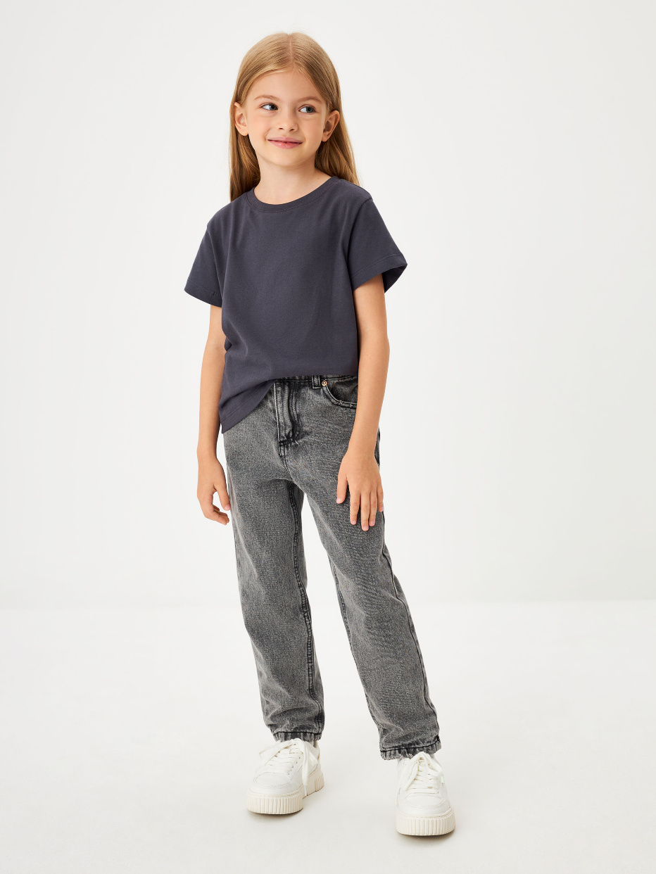 Утепленные джинсы Mom fit для девочек, фото - 1