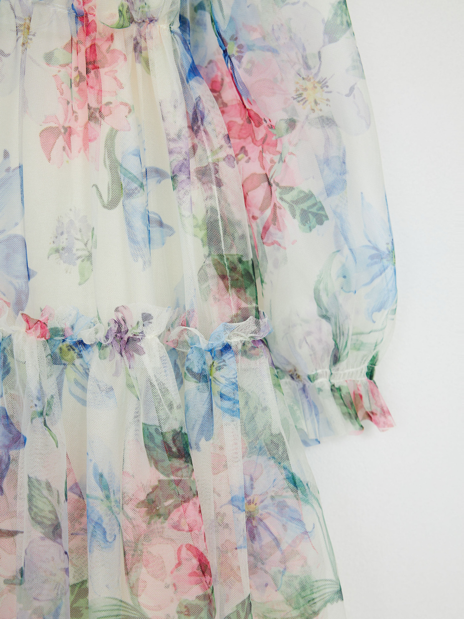Ярусное платье с цветочным принтом для девочек, фото - 6