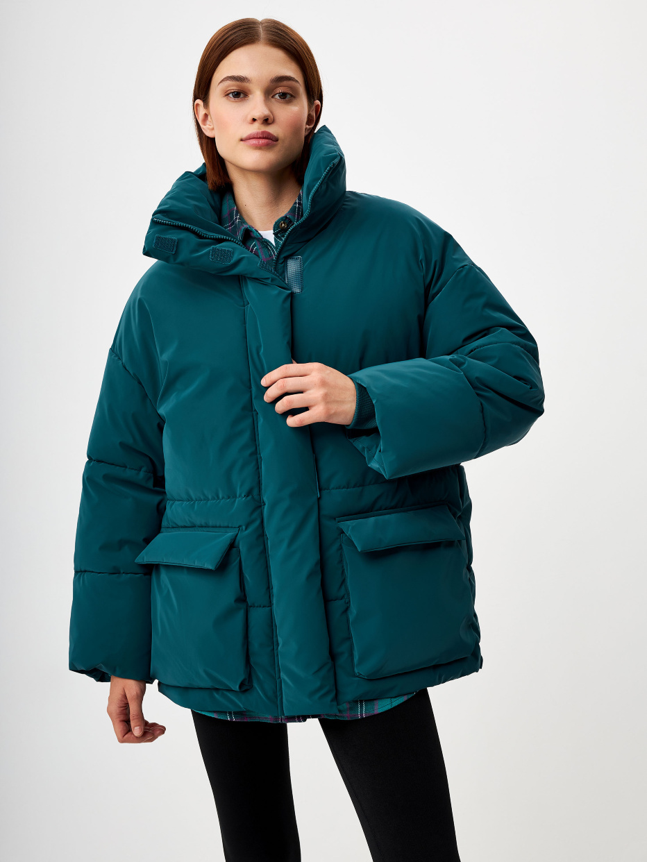 Дутая куртка оверсайз цвет: серо-зеленый, артикул: 3809011146 – купить винтернет-магазине sela