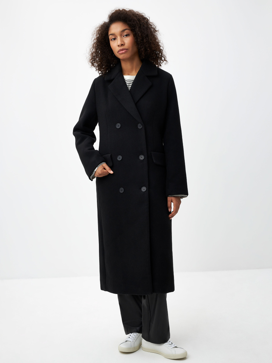 Двубортное классическое пальто с добавлением шерсти, фото - 5