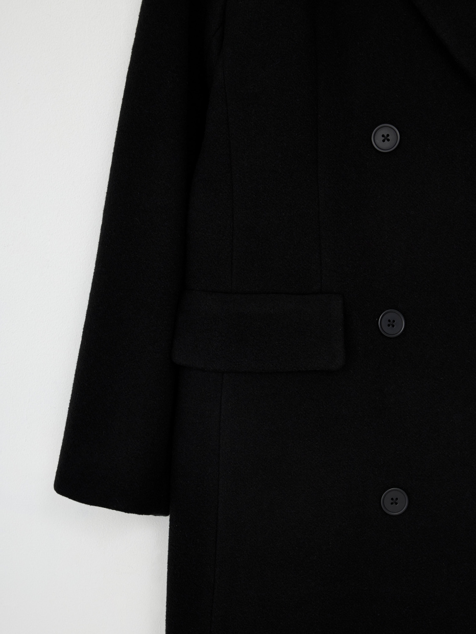 Двубортное классическое пальто с добавлением шерсти, фото - 9