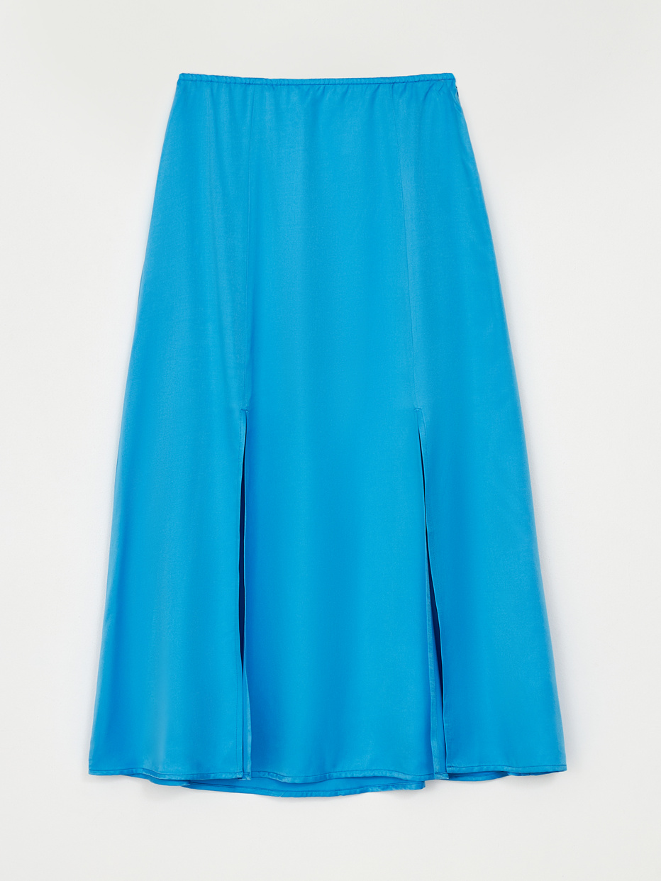 Сатиновая юбка миди с разрезами, фото - 7