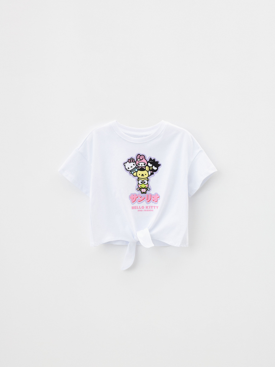 Укороченная футболка с принтом Hello Kitty and Friends для девочек, фото - 3
