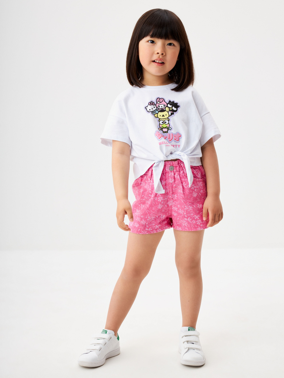 Укороченная футболка с принтом Hello Kitty and Friends для девочек, фото - 2