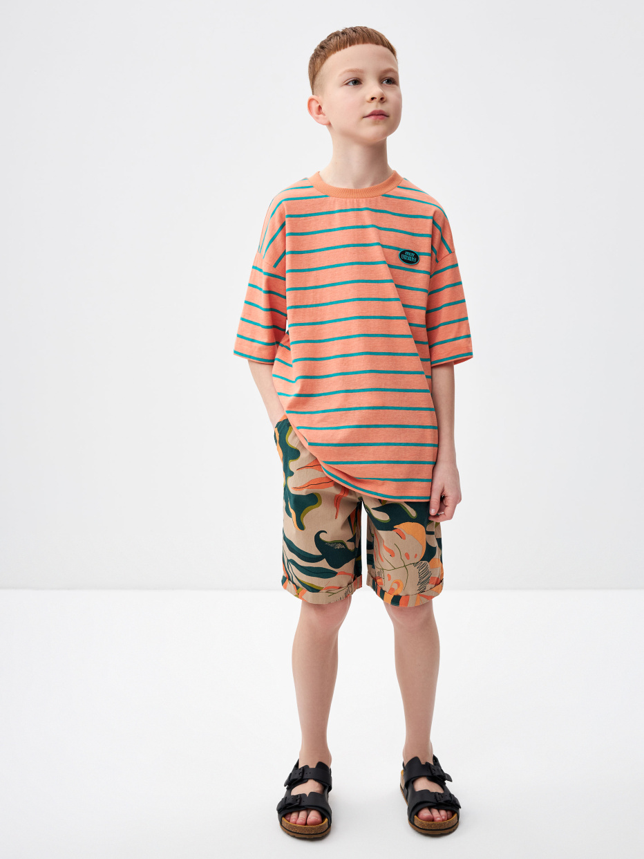 Хлопковые шорты с отворотами для мальчиков, фото - 1