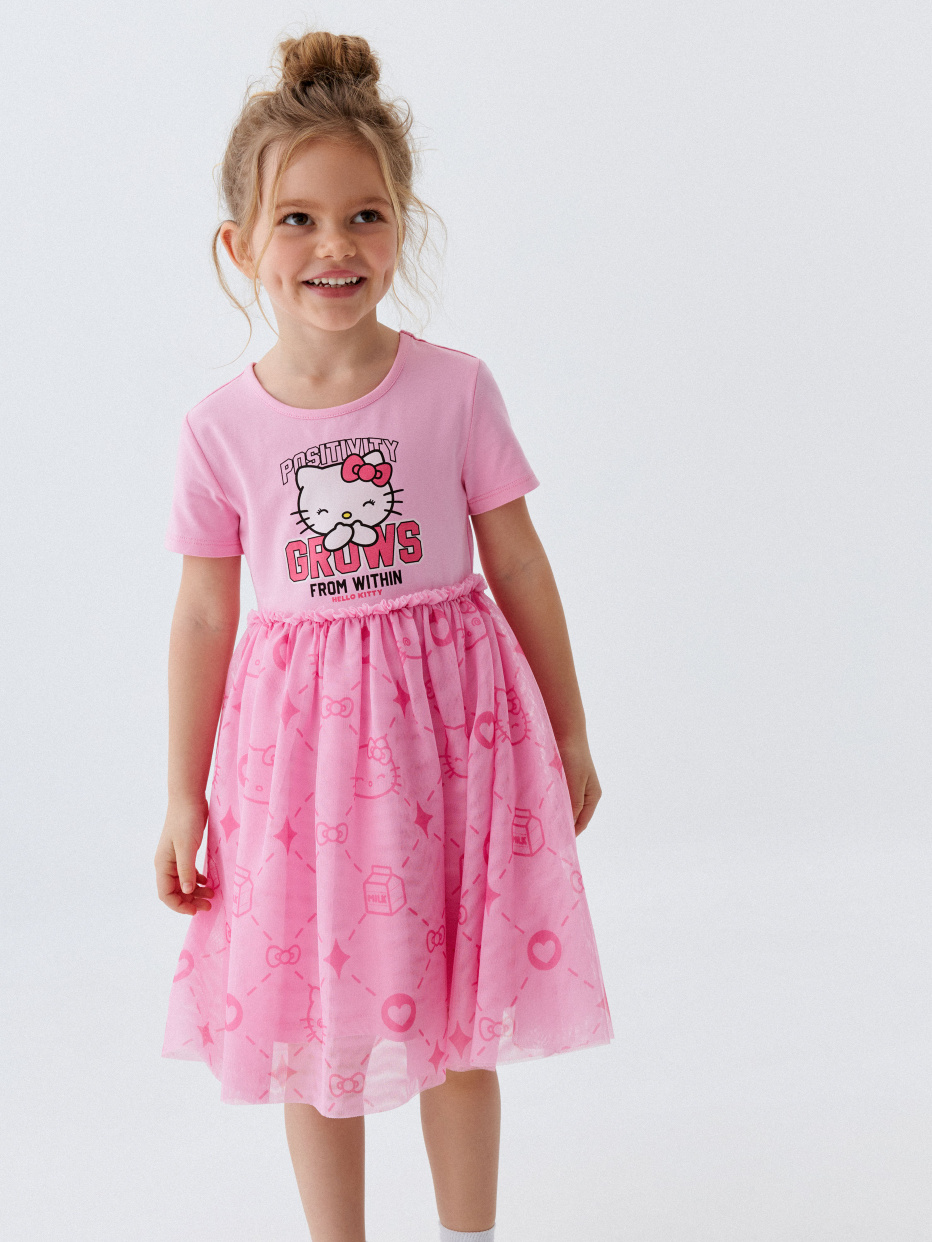 Платье Hello Kitty с юбкой из сетки для девочек, фото - 1