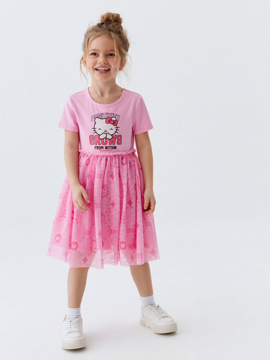 Платье Hello Kitty с юбкой из сетки для девочек, фото - 3