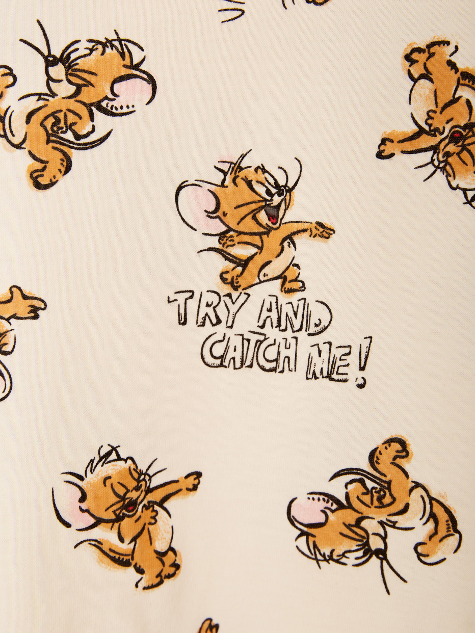 Трикотажный лонгслив принтом Tom & Jerry для девочек, фото - 3