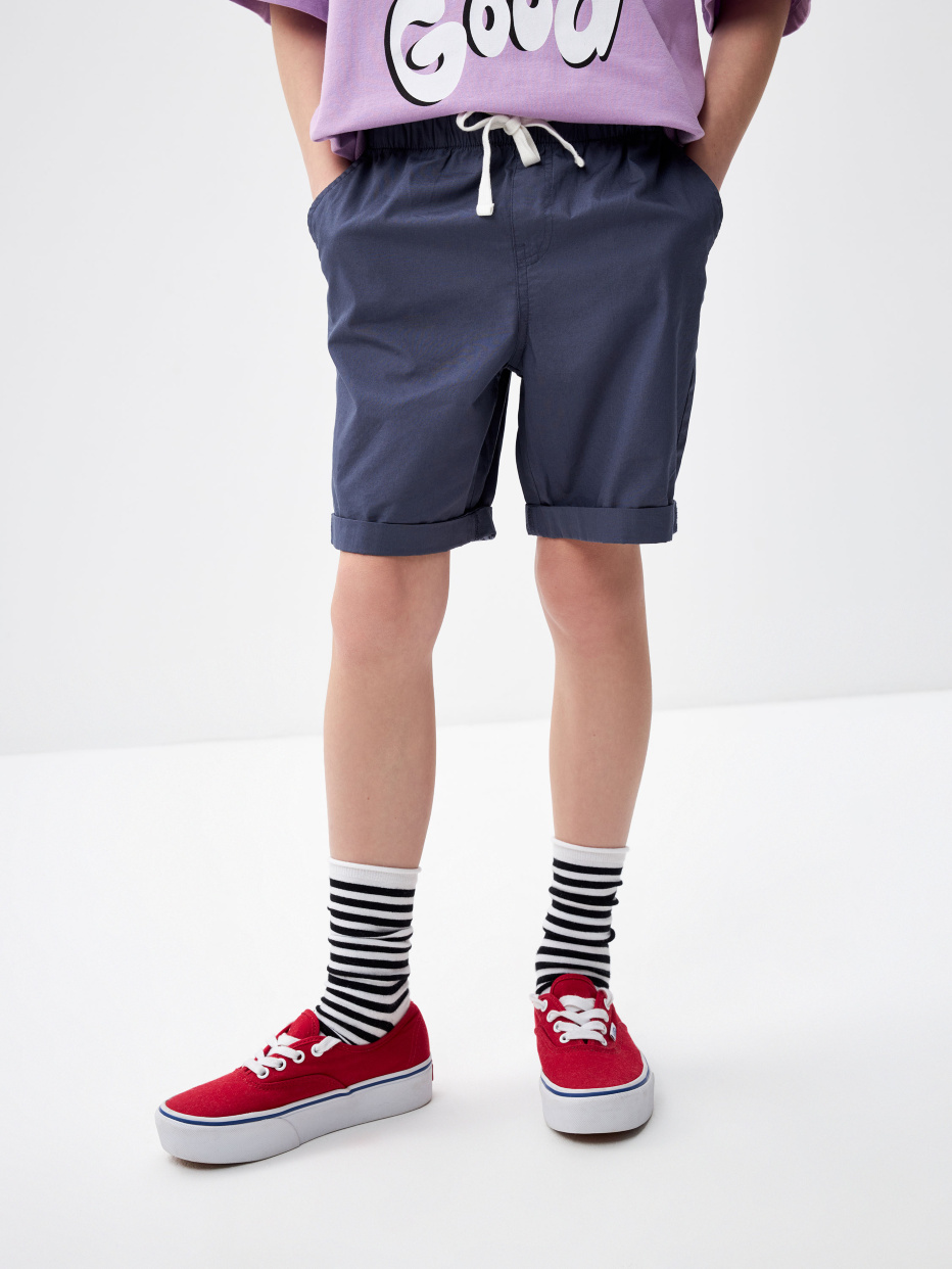 Хлопковые шорты с отворотами для мальчиков, фото - 1