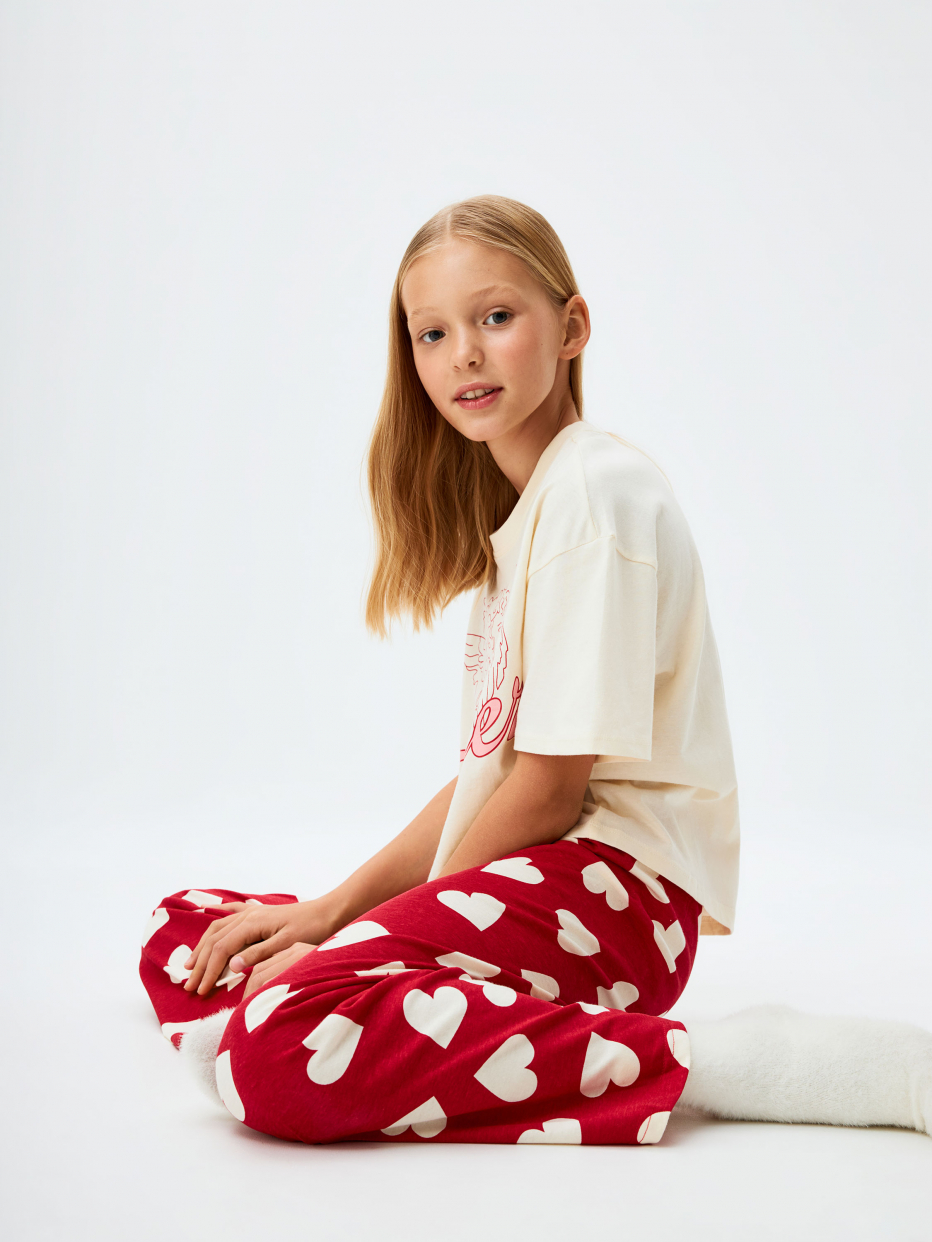 Трикотажная пижама с принтом для девочек, фото - 11