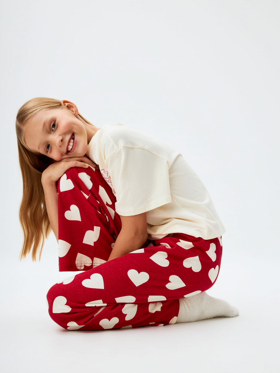 Трикотажная пижама с принтом для девочек, фото - 14