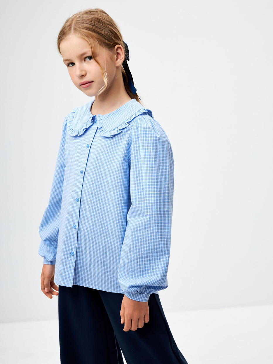 Школьная блузка с фигурным воротником для девочек, фото - 1