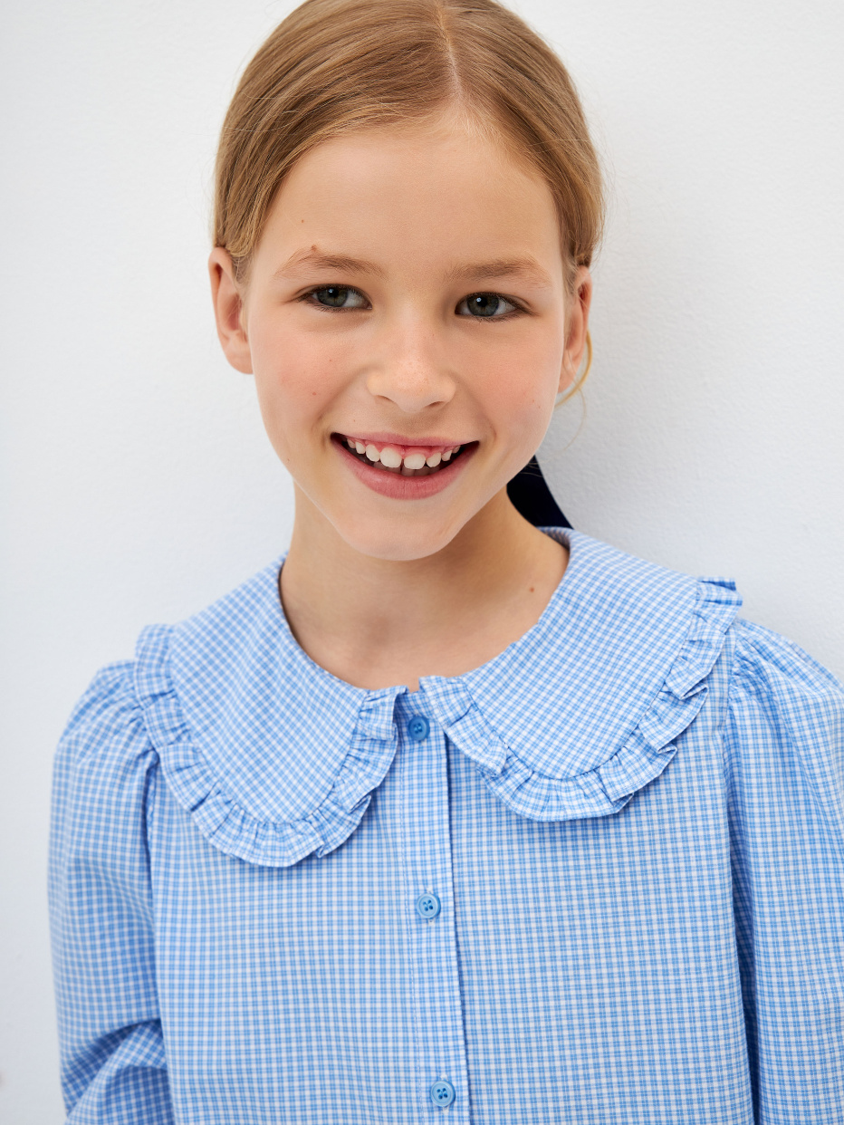 Школьная блузка с фигурным воротником для девочек, фото - 3