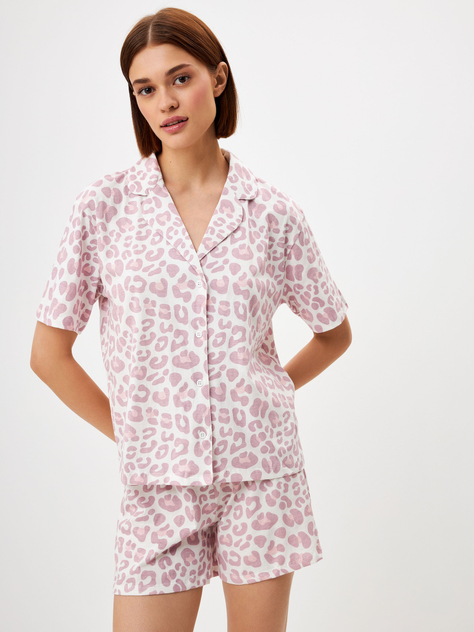 Трикотажная пижама с леопардовым принтом, фото - 1