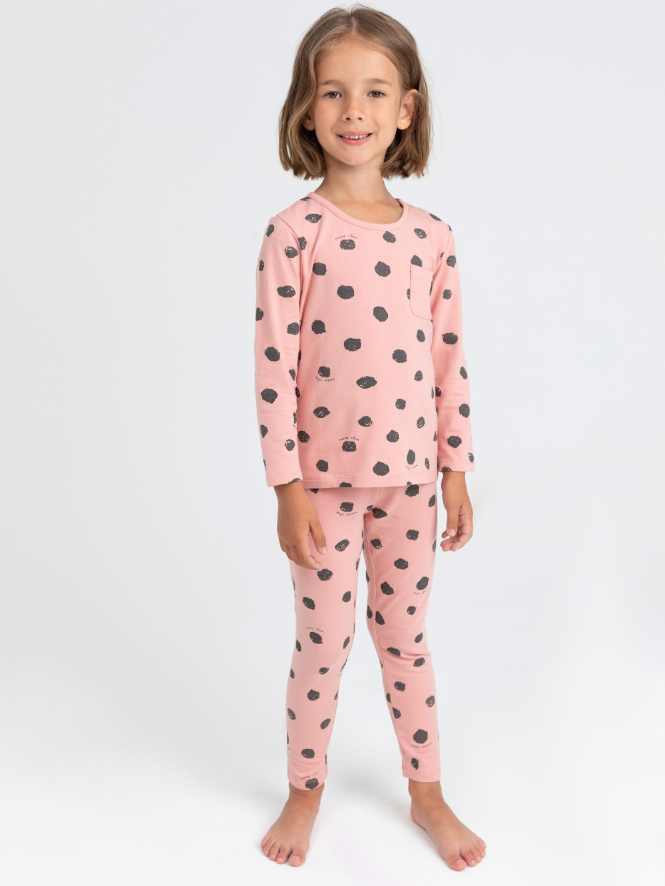 Трикотажная пижама с принтом для девочек, фото - 2