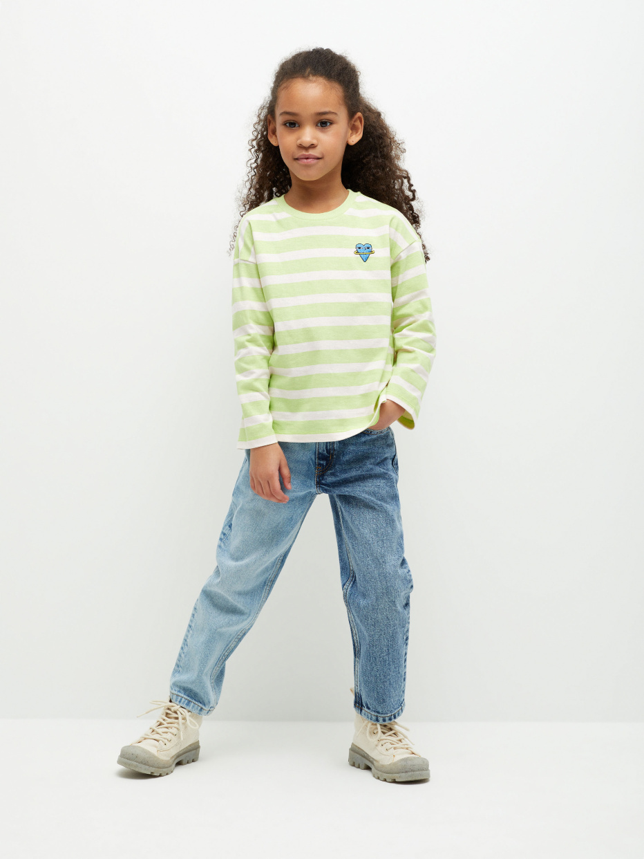 Двухцветные джинсы Mom fit для девочек, фото - 1