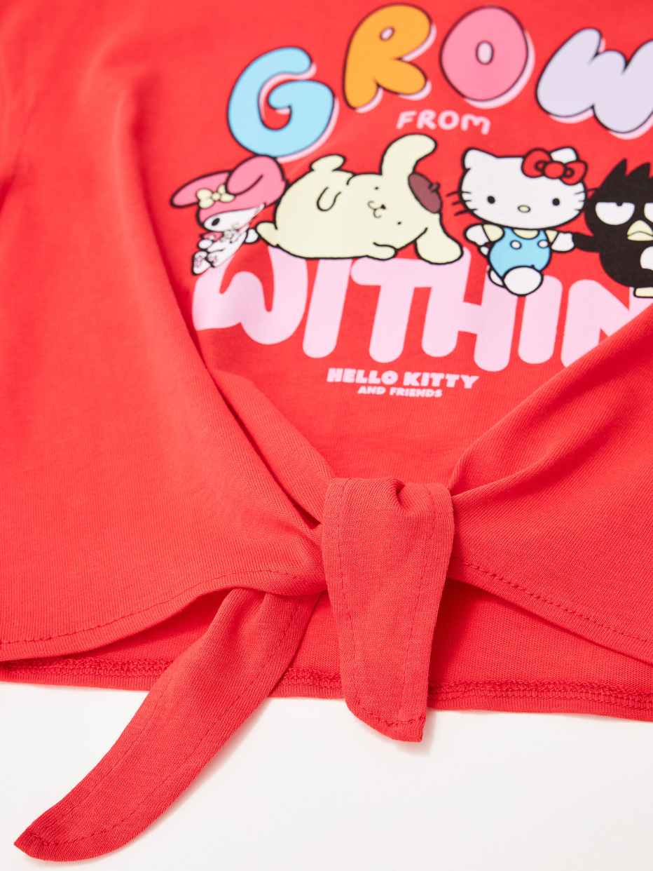 Укороченная футболка с принтом Hello Kitty and Friends для девочек, фото - 6