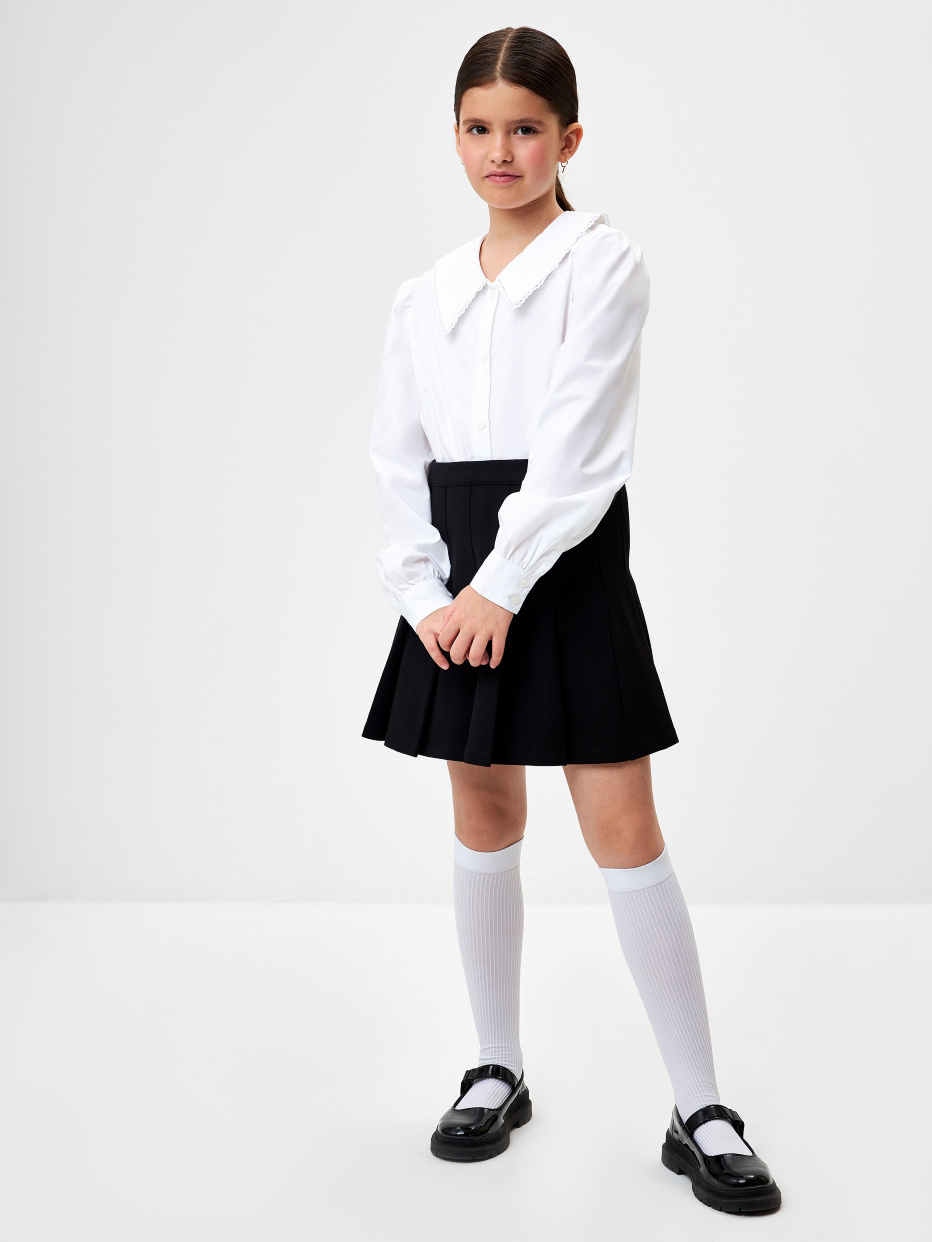Школьная блузка с фигурным воротником для девочек, фото - 2