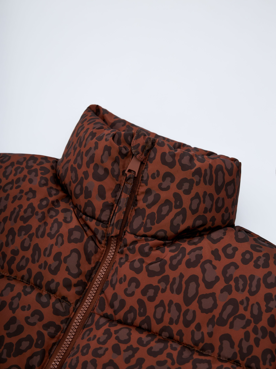 Дутая куртка с леопардовым принтом для девочек, фото - 6