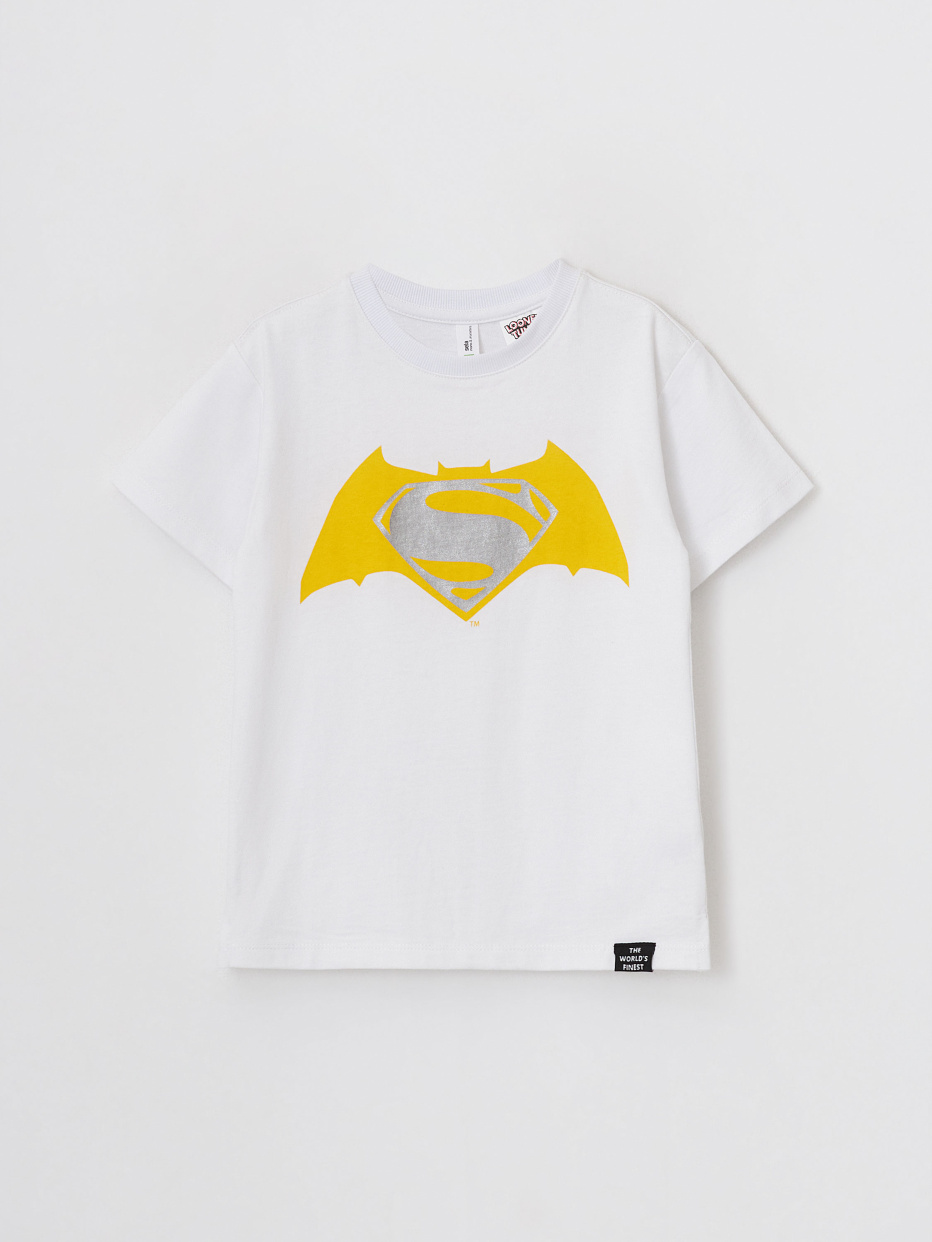 Белая футболка с принтом Batman и Superman для мальчиков, фото - 2