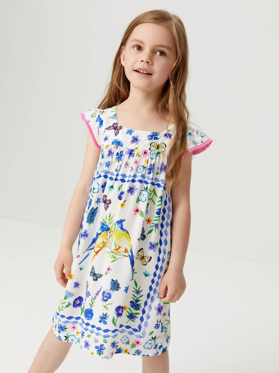 Вискозное платье с принтом для девочек, фото - 5